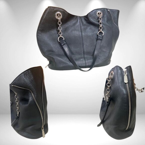 Vince Camuto - Dara, Hobo Style Bag, Genuine Black Leather Handbag, Light Weight - Picture 1 of 16